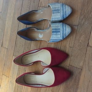 2 pairs of d'orsay flats. 9 west red suede and blue print Tommy Hilfiger - 7.5sz